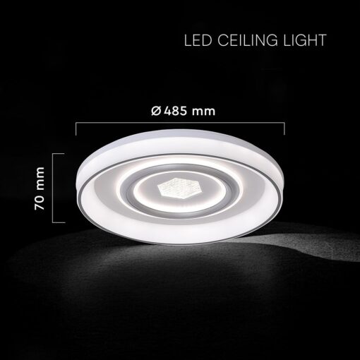 48W LED Decorative Φωτιστικό Οροφής Φ485 CCT Dimmable 4800lm Λευκό με IR Χειριστήριο V-TAC – 24137