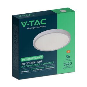 36W LED Decorative Φωτιστικό Πλαφονιέρα Οροφής Φ390 CCT Dimmable 3240lm Λευκό με RF Χειριστήριο V-TAC – 24139