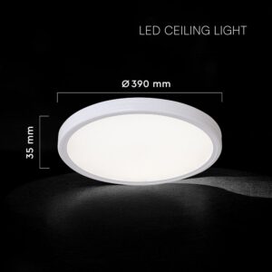 36W LED Decorative Φωτιστικό Πλαφονιέρα Οροφής Φ390 CCT Dimmable 3240lm Λευκό με RF Χειριστήριο V-TAC – 24139