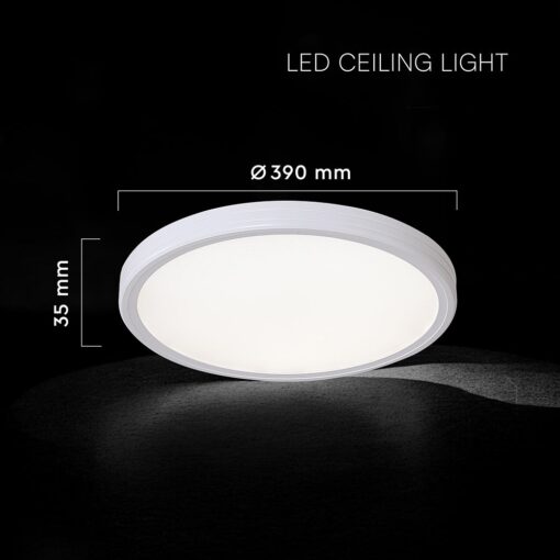 36W LED Decorative Φωτιστικό Πλαφονιέρα Οροφής Φ390 CCT Dimmable 3240lm Λευκό με RF Χειριστήριο V-TAC – 24139