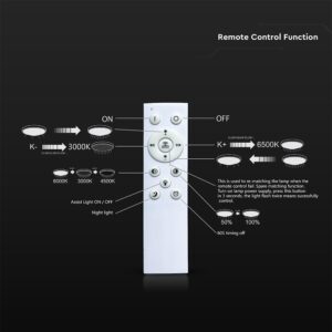 36W LED Decorative Φωτιστικό Πλαφονιέρα Οροφής Φ390 CCT Dimmable 3240lm Λευκό με RF Χειριστήριο V-TAC – 24139