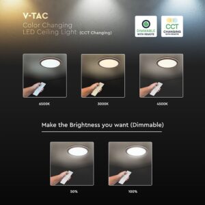 36W LED Decorative Φωτιστικό Οροφής Φ410 CCT Dimmable 2800lm Απόχρωση Ξύλου με RF Χειριστήριο V-TAC – 24140