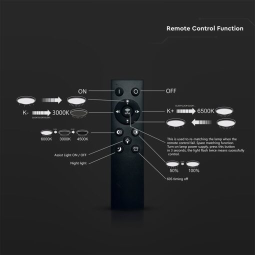 36W LED Decorative Φωτιστικό Οροφής Φ410 CCT Dimmable 2800lm Απόχρωση Ξύλου με RF Χειριστήριο V-TAC – 24140
