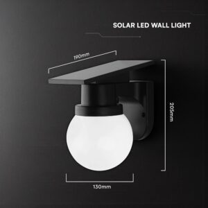 Ηλιακό Φωτιστικό Τοίχου 0.9W LED CCT Μαύρο IP54 με Τηλεχειριστήριο V-TAC – 24152