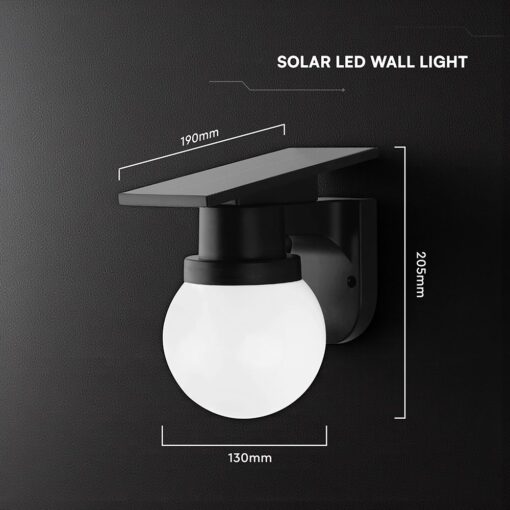 Ηλιακό Φωτιστικό Τοίχου 0.9W LED CCT Μαύρο IP54 με Τηλεχειριστήριο V-TAC – 24152