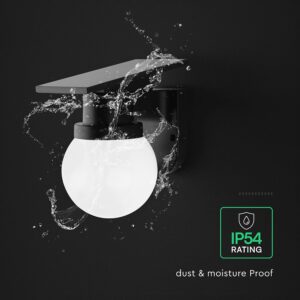 Ηλιακό Φωτιστικό Τοίχου 0.9W LED CCT Μαύρο IP54 με Τηλεχειριστήριο V-TAC – 24152