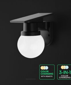 Ηλιακό Φωτιστικό Τοίχου 0.9W LED CCT Μαύρο IP54 με Τηλεχειριστήριο V-TAC – 24152