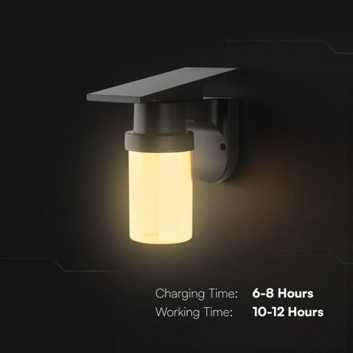 Ηλιακό Φωτιστικό Τοίχου 0.9W LED CCT Μαύρο  IP54 με Τηλεχειριστήριο V-TAC – 24153