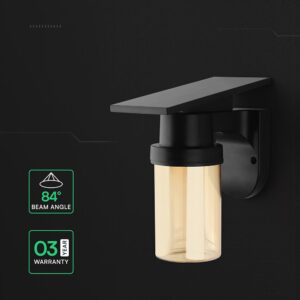 Ηλιακό Φωτιστικό Τοίχου 0.9W LED CCT Μαύρο IP54 με Τηλεχειριστήριο V-TAC – 24153