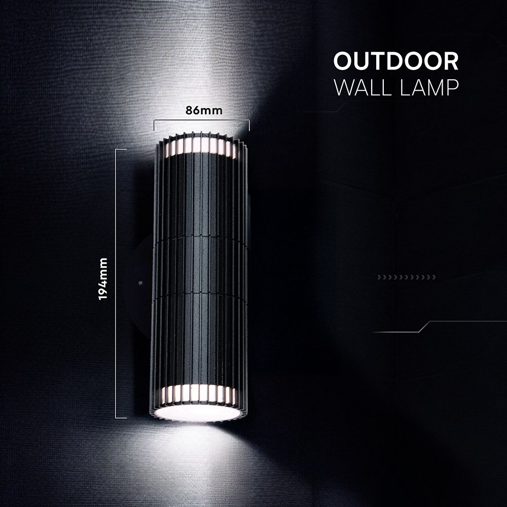 Απλίκα Up-Down 2xGU10 Eξωτερικού Xώρου Μαύρο Αλουμίνιο IP44 V-TAC – 24167