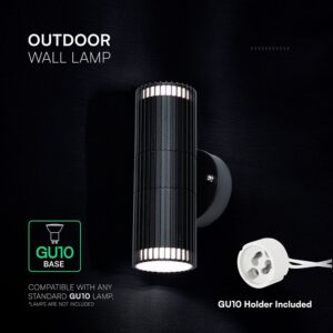 Απλίκα Up-Down 2xGU10 Eξωτερικού Xώρου Μαύρο Αλουμίνιο IP44 V-TAC – 24167