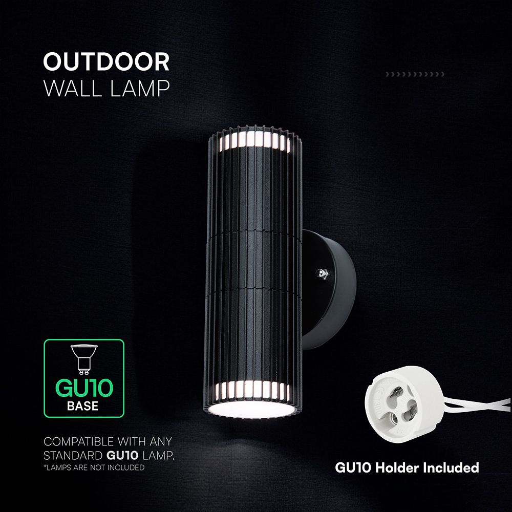 Απλίκα Up-Down 2xGU10 Eξωτερικού Xώρου Μαύρο Αλουμίνιο IP44 V-TAC – 24167