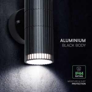 Απλίκα Up-Down 2xGU10 Eξωτερικού Xώρου Μαύρο Αλουμίνιο IP44 V-TAC – 24167