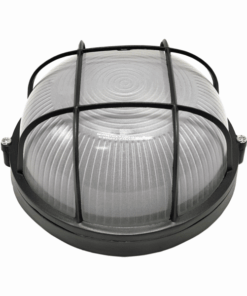 Φωτιστικό Τοίχου 1xE27 Χελώνα Αλουμινίου ø190 Στρογγυλή με Πρισματικό Γυαλί & Πλέγμα Γκρι IP45 ACA – HI5011GDS