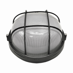 Φωτιστικό Τοίχου 1xE27 Χελώνα Αλουμινίου ø190 Στρογγυλή με Πρισματικό Γυαλί & Πλέγμα Γκρι IP45 ACA – HI5011GDS