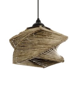 GLOBOSTAR® HUSLE 205-0043 Boho Κρεμαστό Φωτιστικό Οροφής με Ντουί 1 x E27 AC 220-240V IP20 – Μπεζ – M28 x Π28 x Υ19cm