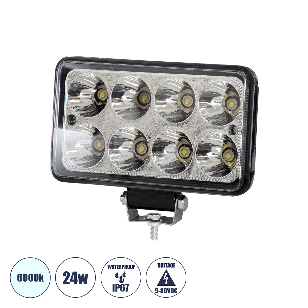 GloboStar® 85419 Vehicle & Forklift Work Lights – Φώτα Εργασίας για Οχήματα Περονοφόρα – Κλάρκ LED 24W DC 9-80V Αδιάβροχο IP67 Ψυχρό Λευκό 6000K Μ15.5 x Π9 x Υ5.5cm