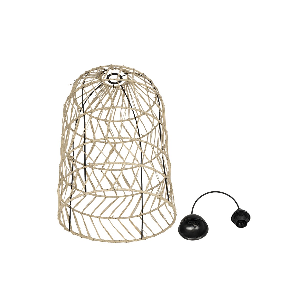 GLOBOSTAR® NETI 205-0025 Boho Κρεμαστό Φωτιστικό Οροφής με Ντουί 1 x E27 AC 220-240V IP20 – Μπεζ – M35 x Π35 x Υ63cm