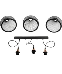 GLOBOSTAR® GLIND 201-0082 Vintage Κρεμαστό Φωτιστικό Οροφής με Ντουί 3 x E27 AC 220-240V IP20 – Μαύρο – Μ60 x Π25 x Υ50cm