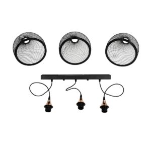 GLOBOSTAR® GLIND 201-0082 Vintage Κρεμαστό Φωτιστικό Οροφής με Ντουί 3 x E27 AC 220-240V IP20 – Μαύρο – Μ60 x Π25 x Υ50cm