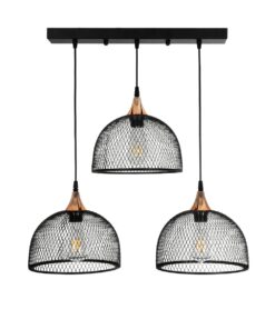 GLOBOSTAR® GLIND 201-0082 Vintage Κρεμαστό Φωτιστικό Οροφής με Ντουί 3 x E27 AC 220-240V IP20 – Μαύρο – Μ60 x Π25 x Υ50cm