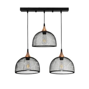 GLOBOSTAR® GLIND 201-0082 Vintage Κρεμαστό Φωτιστικό Οροφής με Ντουί 3 x E27 AC 220-240V IP20 – Μαύρο – Μ60 x Π25 x Υ50cm