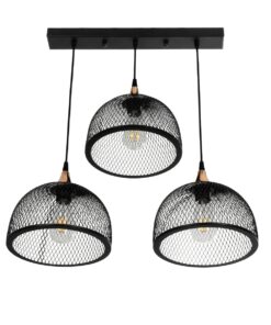 GLOBOSTAR® GLIND 201-0082 Vintage Κρεμαστό Φωτιστικό Οροφής με Ντουί 3 x E27 AC 220-240V IP20 – Μαύρο – Μ60 x Π25 x Υ50cm