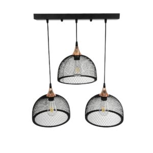 GLOBOSTAR® GLIND 201-0082 Vintage Κρεμαστό Φωτιστικό Οροφής με Ντουί 3 x E27 AC 220-240V IP20 – Μαύρο – Μ60 x Π25 x Υ50cm