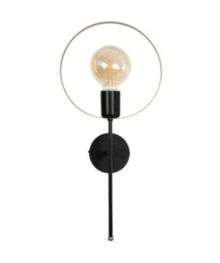GLOBOSTAR® SOPA 201-0120 Μοντέρνο Φωτιστικό Τοίχου – Απλίκα με Ντουί 1 x E27 AC 220-240V IP20 – Μαύρο & Χρυσό – Μ23 x Π15 x Υ51cm