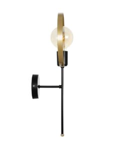 GLOBOSTAR® SOPA 201-0120 Μοντέρνο Φωτιστικό Τοίχου – Απλίκα με Ντουί 1 x E27 AC 220-240V IP20 – Μαύρο & Χρυσό – Μ23 x Π15 x Υ51cm