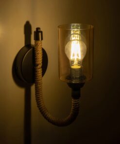 GLOBOSTAR® RIFT 203-0002 Vintage Φωτιστικό Τοίχου – Απλίκα με Ντουί 1 x E27 AC 220-240V IP20 – Μαύρο & Μπεζ – Μ12 x Π24 x Υ31cm