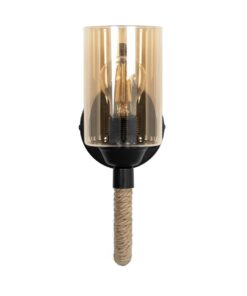 GLOBOSTAR® RIFT 203-0002 Vintage Φωτιστικό Τοίχου – Απλίκα με Ντουί 1 x E27 AC 220-240V IP20 – Μαύρο & Μπεζ – Μ12 x Π24 x Υ31cm