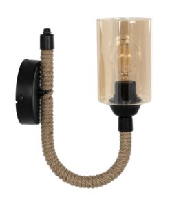 GLOBOSTAR® RIFT 203-0002 Vintage Φωτιστικό Τοίχου – Απλίκα με Ντουί 1 x E27 AC 220-240V IP20 – Μαύρο & Μπεζ – Μ12 x Π24 x Υ31cm