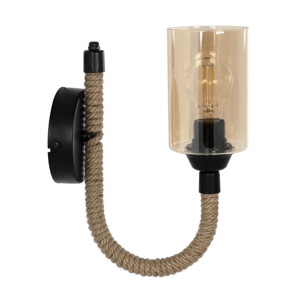 GLOBOSTAR® RIFT 203-0002 Vintage Φωτιστικό Τοίχου – Απλίκα με Ντουί 1 x E27 AC 220-240V IP20 – Μαύρο & Μπεζ – Μ12 x Π24 x Υ31cm