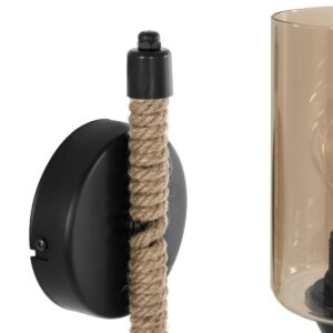 GLOBOSTAR® RIFT 203-0002 Vintage Φωτιστικό Τοίχου – Απλίκα με Ντουί 1 x E27 AC 220-240V IP20 – Μαύρο & Μπεζ – Μ12 x Π24 x Υ31cm