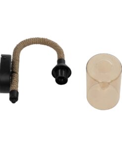 GLOBOSTAR® RIFT 203-0002 Vintage Φωτιστικό Τοίχου – Απλίκα με Ντουί 1 x E27 AC 220-240V IP20 – Μαύρο & Μπεζ – Μ12 x Π24 x Υ31cm