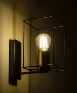 GLOBOSTAR® CYRA 203-0012 Μοντέρνο Φωτιστικό Τοίχου – Απλίκα με Ντουί 1 x E27 AC 220-240V IP20 – Μαύρο & Χρυσό – Μ14 x Π21 x Υ22cm