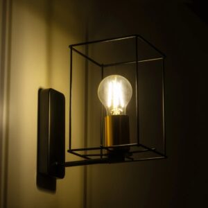 GLOBOSTAR® CYRA 203-0012 Μοντέρνο Φωτιστικό Τοίχου – Απλίκα με Ντουί 1 x E27 AC 220-240V IP20 – Μαύρο & Χρυσό – Μ14 x Π21 x Υ22cm