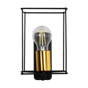 GLOBOSTAR® CYRA 203-0012 Μοντέρνο Φωτιστικό Τοίχου – Απλίκα με Ντουί 1 x E27 AC 220-240V IP20 – Μαύρο & Χρυσό – Μ14 x Π21 x Υ22cm