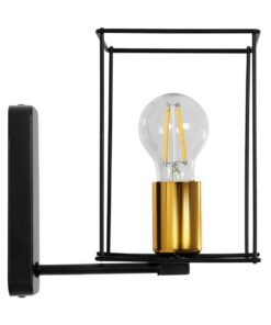 GLOBOSTAR® CYRA 203-0012 Μοντέρνο Φωτιστικό Τοίχου – Απλίκα με Ντουί 1 x E27 AC 220-240V IP20 – Μαύρο & Χρυσό – Μ14 x Π21 x Υ22cm