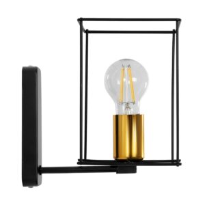 GLOBOSTAR® CYRA 203-0012 Μοντέρνο Φωτιστικό Τοίχου – Απλίκα με Ντουί 1 x E27 AC 220-240V IP20 – Μαύρο & Χρυσό – Μ14 x Π21 x Υ22cm