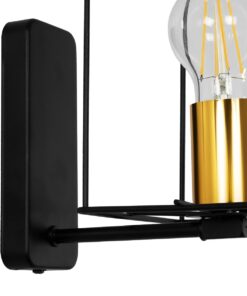 GLOBOSTAR® CYRA 203-0012 Μοντέρνο Φωτιστικό Τοίχου – Απλίκα με Ντουί 1 x E27 AC 220-240V IP20 – Μαύρο & Χρυσό – Μ14 x Π21 x Υ22cm