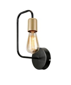 GLOBOSTAR® JUNO 203-0013 Μοντέρνο Φωτιστικό Τοίχου – Απλίκα με Ντουί 1 x E27 AC 220-240V IP20 – Μαύρο & Χρυσό – Μ18.5 x Π18.5 x Υ28cm