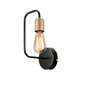 GLOBOSTAR® JUNO 203-0013 Μοντέρνο Φωτιστικό Τοίχου – Απλίκα με Ντουί 1 x E27 AC 220-240V IP20 – Μαύρο & Χρυσό – Μ18.5 x Π18.5 x Υ28cm