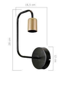 GLOBOSTAR® JUNO 203-0013 Μοντέρνο Φωτιστικό Τοίχου – Απλίκα με Ντουί 1 x E27 AC 220-240V IP20 – Μαύρο & Χρυσό – Μ18.5 x Π18.5 x Υ28cm