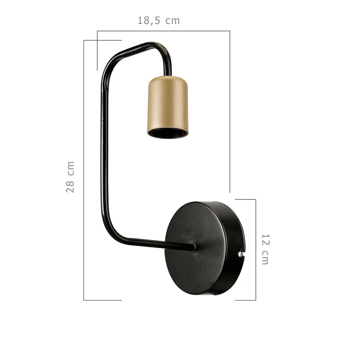 GLOBOSTAR® JUNO 203-0013 Μοντέρνο Φωτιστικό Τοίχου – Απλίκα με Ντουί 1 x E27 AC 220-240V IP20 – Μαύρο & Χρυσό – Μ18.5 x Π18.5 x Υ28cm