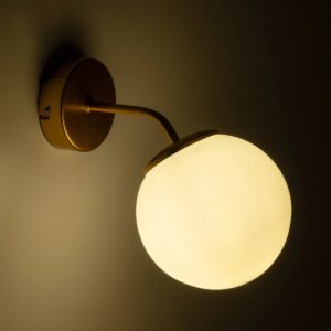 GLOBOSTAR® DALPH 203-0033 Vintage Φωτιστικό Τοίχου – Απλίκα με Ντουί 1 x E27 AC 220-240V IP20 – Χρυσό & Λευκό – M15 x Π25 x Υ22cm