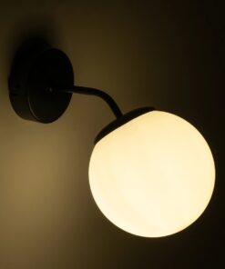 GLOBOSTAR® DALPH 203-0034 Vintage Φωτιστικό Τοίχου – Απλίκα με Ντουί 1 x E27 AC 220-240V IP20 – Μαύρο & Λευκό – M15 x Π25 x Υ22cm