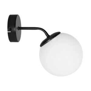 GLOBOSTAR® DALPH 203-0034 Vintage Φωτιστικό Τοίχου – Απλίκα με Ντουί 1 x E27 AC 220-240V IP20 – Μαύρο & Λευκό – M15 x Π25 x Υ22cm