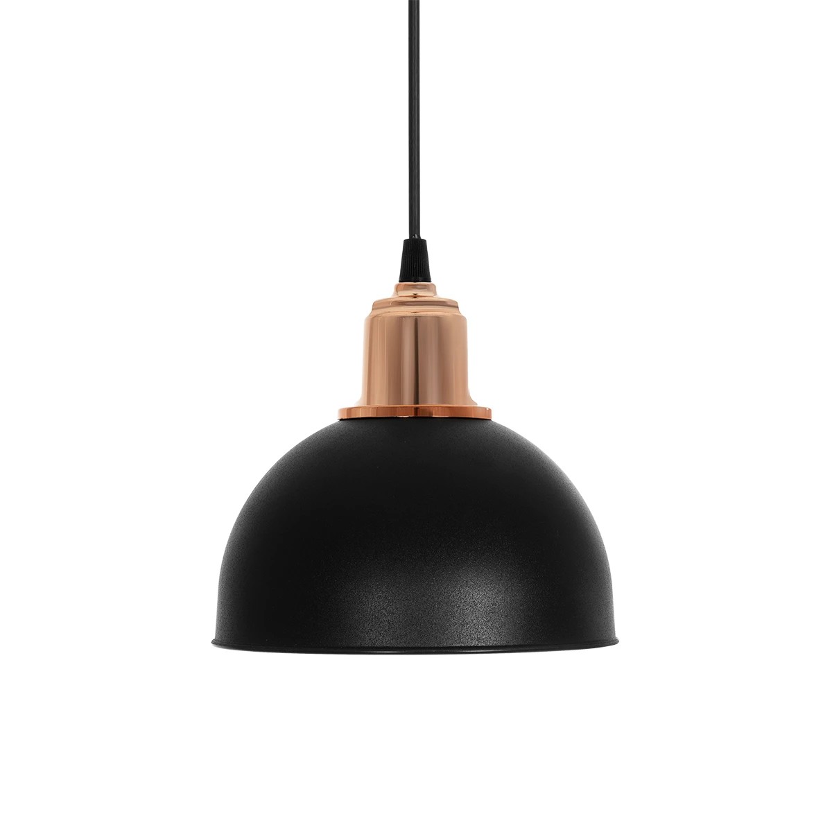 GLOBOSTAR® ΗUT 203-0145 Μοντέρνο Κρεμαστό Φωτιστικό Οροφής με Ντουί 1 x E27 AC 220-240V IP20 – Μάυρο & Χάλκινο – Μ18 x Π18 x Υ18cm